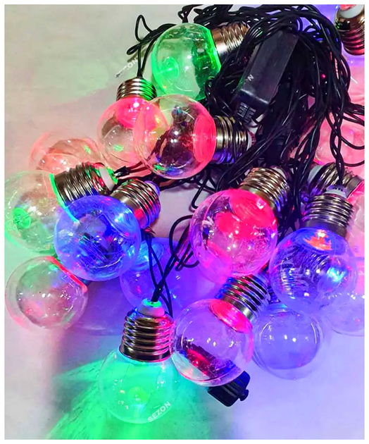 Светодиодная гирлянда 20 LED 4 см 7 м 220 В мультиколор для создания уюта и тепла в интерьере SQ-27498 - изображение 2