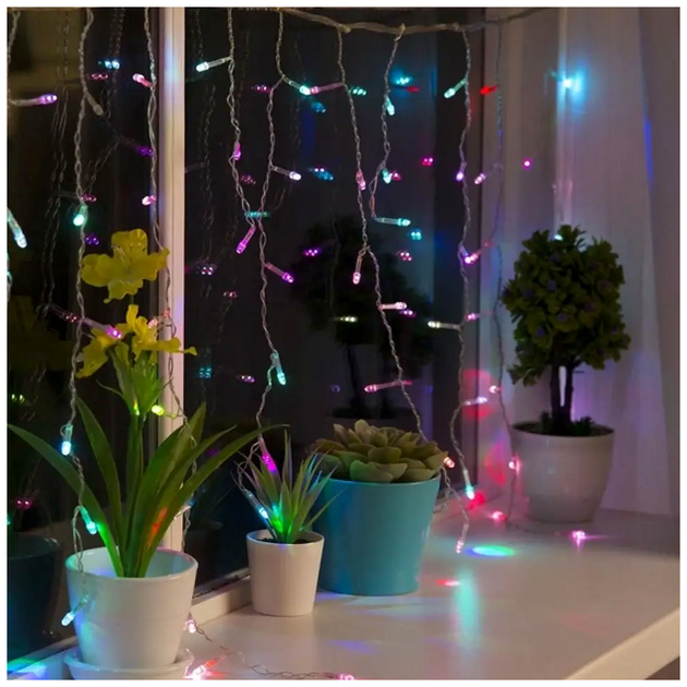 Гирлянда бахрома дождик 5x0 5м 200 LED 220В 8 режимов для украшения интерьера мультиколор SQ-25550 - изображение 8