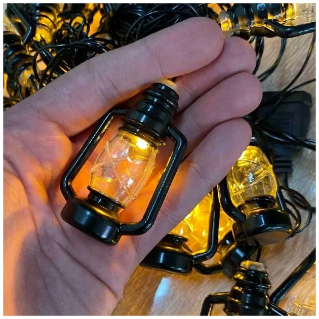 Гирлянда светодиодная 12 LED 5м от сети 220В черный провод для украшения интерьера Теплый белый SQ-25526 - изображение 3