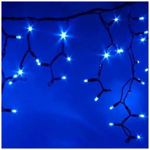 Уличная гирлянда бахрома 5м 120 LED 220В синие огни черный провод для декора фасадов и окон SQ-28790 - изображение 3