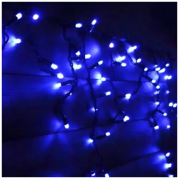 Уличная гирлянда бахрома 5м 120 LED 220В синие огни черный провод для декора фасадов и окон SQ-28790 - изображение 6
