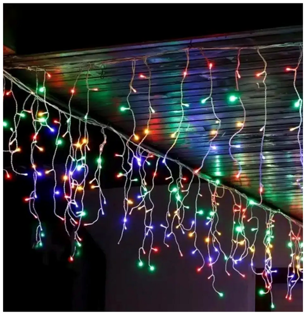 Уличная гирлянда бахрома 3м 100 LED 220В белый провод мультиколор для оформления фасадов и окон SQ-28793 - изображение 10
