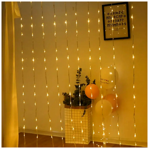 Гирлянда штора водопад 2х2м 160 LED USB теплый белый 8 режимов IP44 SQ-26801 - изображение 7