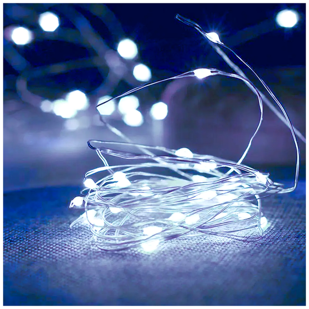 Гирлянда пробка 20 LED холодный белый 2м на батарейках для декора бутылок модель Роса SQ-28796 - изображение 7