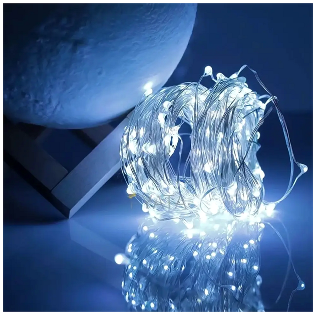 Светодиодная гирлянда 30 LED 3м холодный белый IP44 батарейки USB статический режим Роса SQ-26660 - изображение 5
