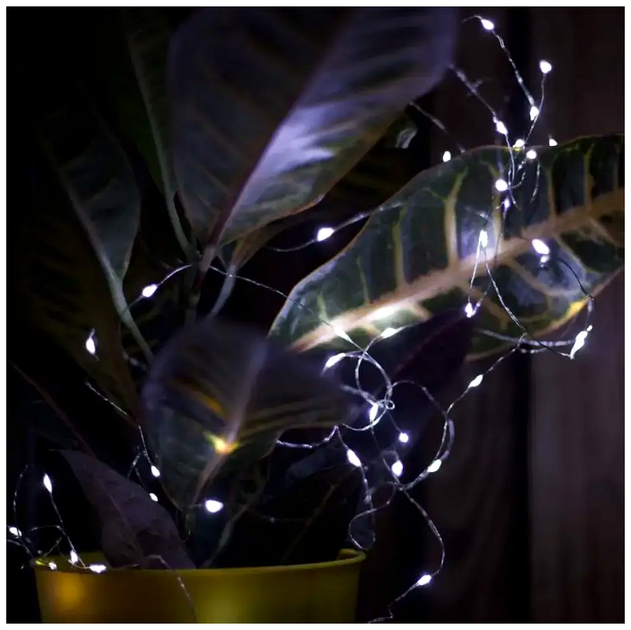 Светодиодная гирлянда 30 LED 3м холодный белый IP44 батарейки USB статический режим Роса SQ-26660 - изображение 6