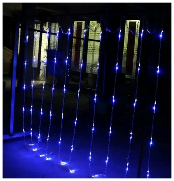Гирлянда водопад светодиодная 3 метра 280 Led синий для дома и офиса SQ-29648 - изображение 3