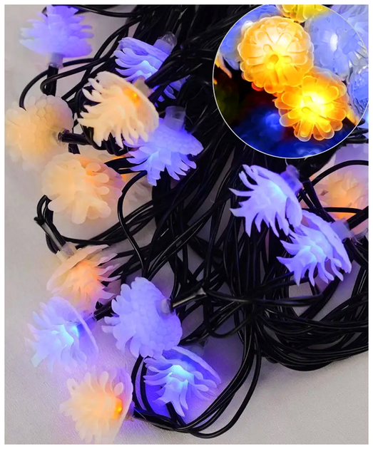 Гирлянда светодиодная на елку 7м 40 LED 220В 8 режимов желто-синяя для новогоднего декора SQ-27156 - изображение 2