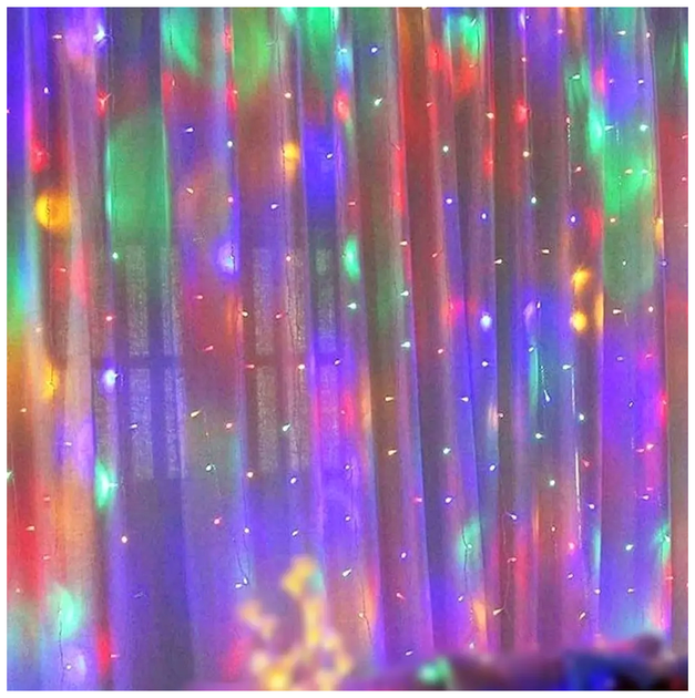 Гирлянда штора светодиодная 240LED 3x1,5м 8 режимов мультicolor IP44 для оформления помещений SQ-27297 - изображение 2