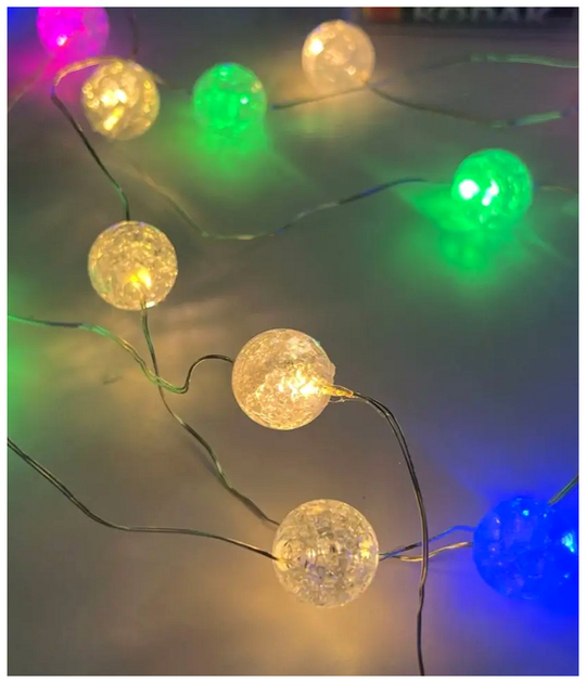 Гирлянда светодиодная 50 LED 5м на батарейках и USB 8 режимов для елки Хрустальные шарики SQ-26882 - изображение 7