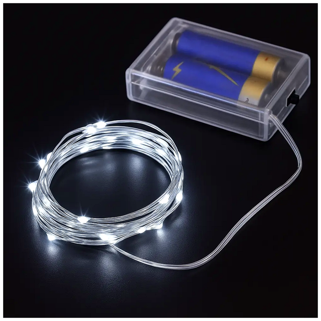 Светодиодная гирлянда 3м 30LED холодный белый 3 режима для декора на батарейках модель Роса SQ-28799 - изображение 9