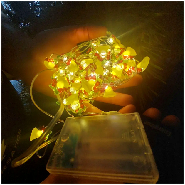 Гирлянда светодиодная на батарейках и USB 5м 50LED Теплый белый 2 режима для елки SQ-26356 - изображение 7