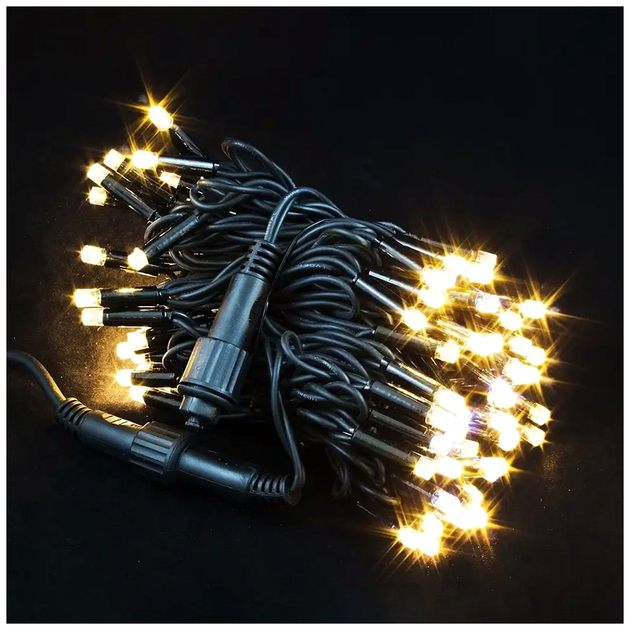 Уличная светодиодная гирлянда 10м 100LED 220V черный каучук IP68 теплый белый статический режим SQ-27338 - изображение 10