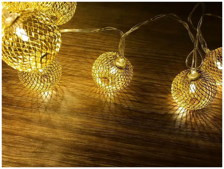 Гирлянда светодиодная 5м 20LED 220В теплый белый для елки Золотая сфера IP44 SQ-27096 - изображение 9