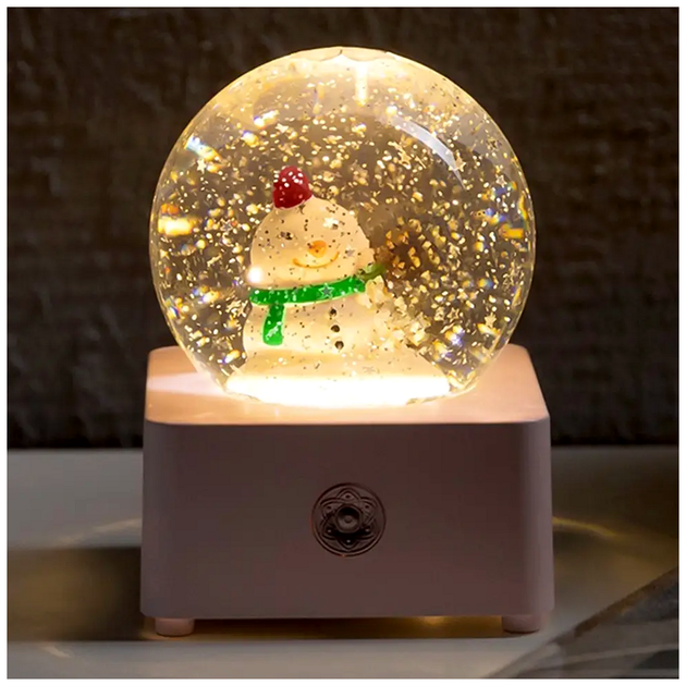 Снежный шар LED подсветка музыкальный USB батарейки AA 8,5x8,5 см розовый для декора праздника SQ-28361 - изображение 2