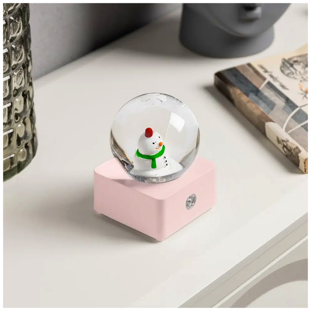 Снежный шар LED подсветка музыкальный USB батарейки AA 8,5x8,5 см розовый для декора праздника SQ-28361 - изображение 7