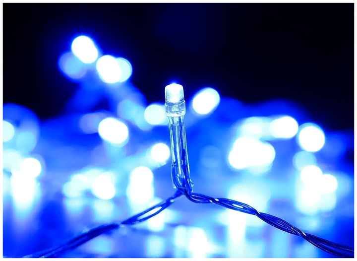Светодиодная гирлянда 6м 100 LED с прозрачным проводом для елки с 8 режимами синего свечения SQ-27403 - изображение 4