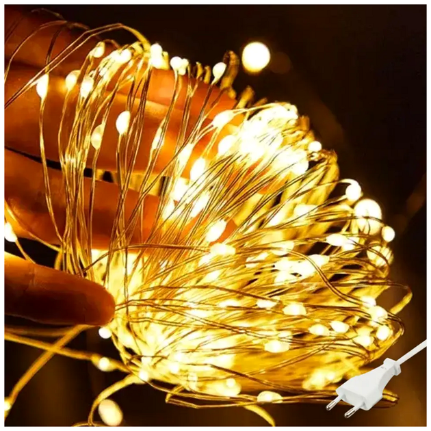 Гірлянда нитка 20 м 200 LED 220 В 2 Вт Теплий білий 8 режимів для створення затишку SQ-27392 - зображення 2