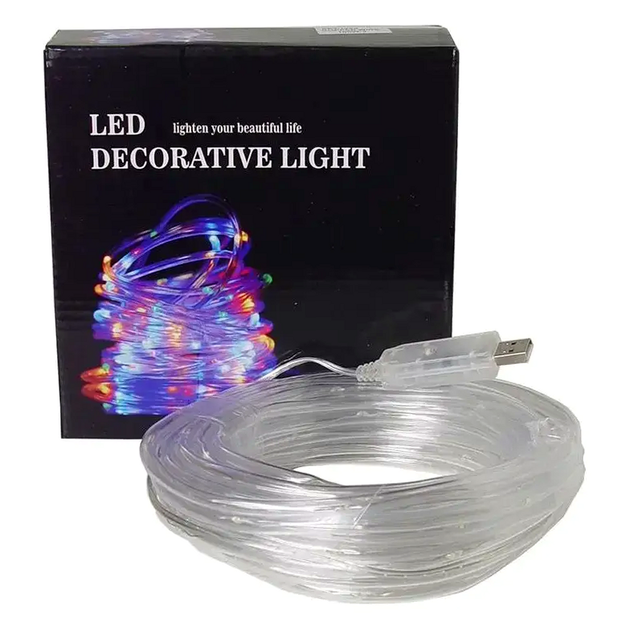 Гирлянда светодиодная 10м 100LED 2Вт USB мультиколор силиконовая трубка для декора помещений SQ-28817 - изображение 10