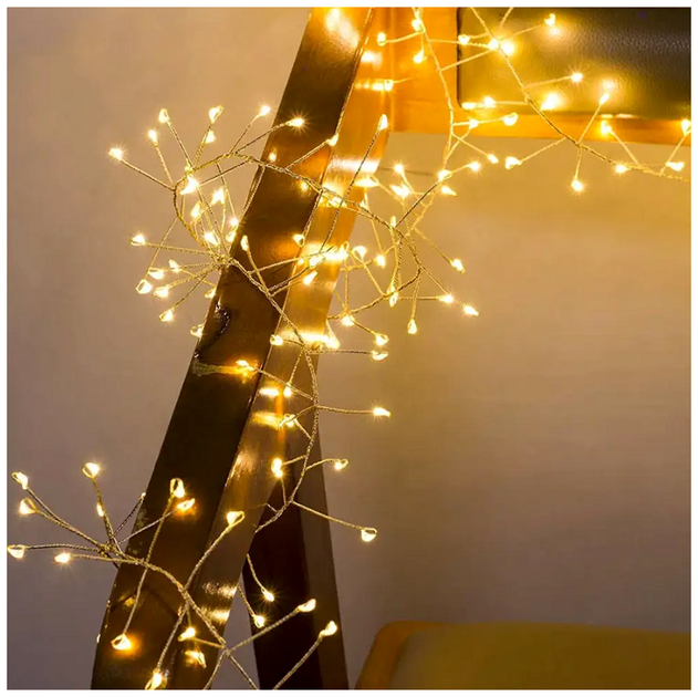 Светодиодная гирлянда штора 3x0.6м 200 LED USB теплый белый 8 режимов для декора интерьера Фейерверк SQ-26710 - изображение 4