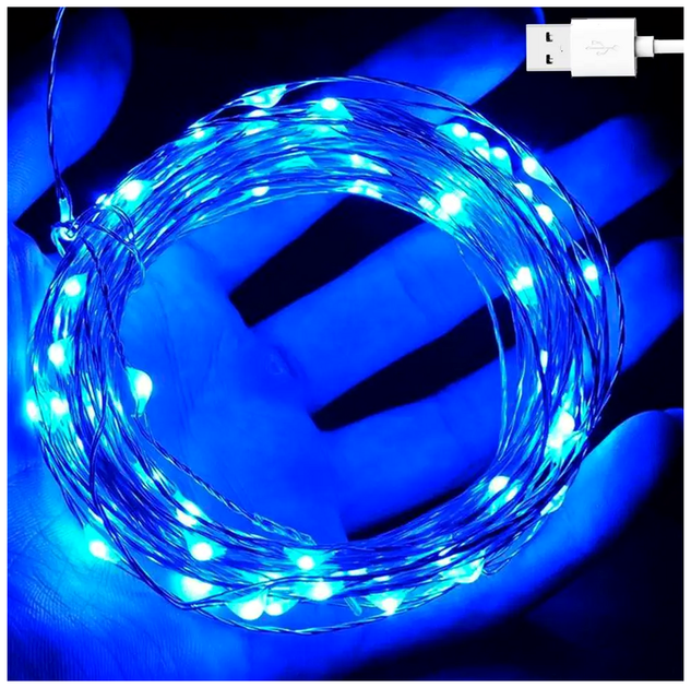 Гирлянда нить 100 LED 10м 1 Вт USB IP44 8 режимов для украшения интерьера "Роса" SQ-26619 - изображение 2