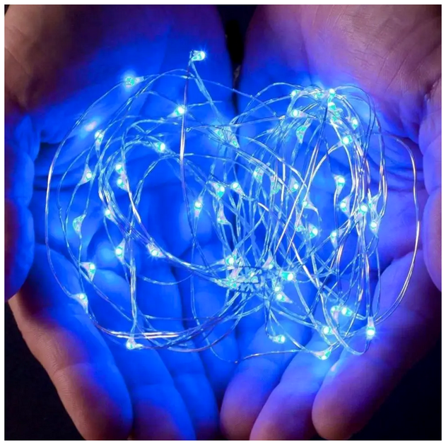 Светодиодная гирлянда Роса 10м 100 LED с батарейками и USB статический режим IP44 синий SQ-26664 - изображение 3