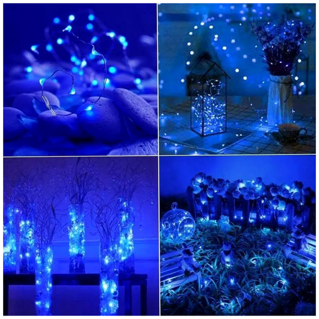 Светодиодная гирлянда Роса 10м 100 LED с батарейками и USB статический режим IP44 синий SQ-26664 - изображение 8