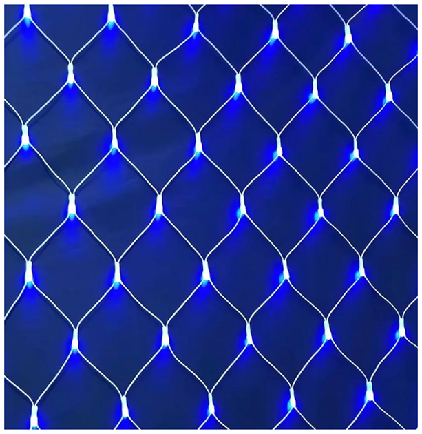 Гирлянда сетка светодиодная 1,2x1,2м 100LED 220V прозрачный шнур 8 режимов синий SQ-27290 - изображение 7