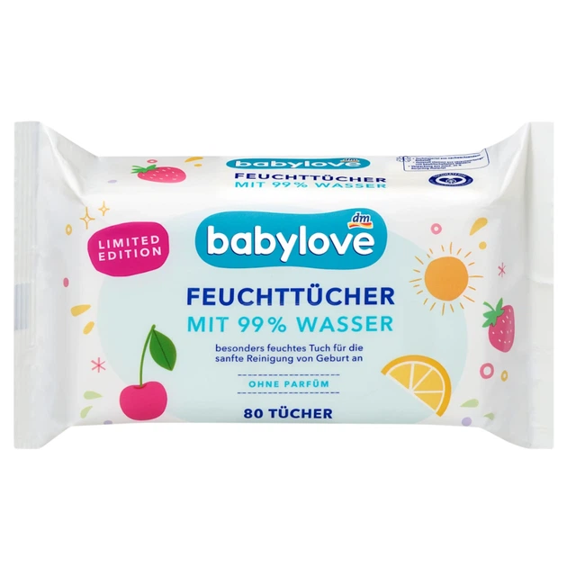 Влажные салфетки Babylove с 99% воды для детей, 80 шт - Фото 1 Влажные салфетки Babylove с 99% воды для детей, 80 шт - изображение 1