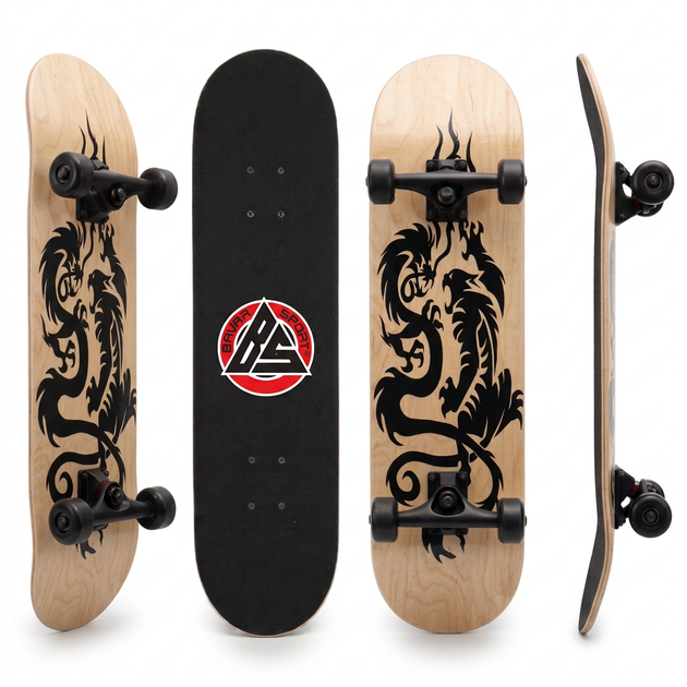 Скейтборд дерев'яний дракон BavarSport Skateboard Dragon 4411-16 розмір 78х20см - зображення 2