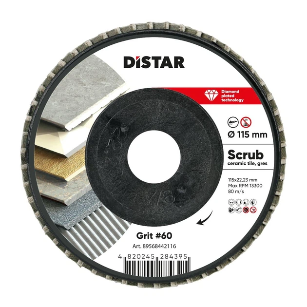 Алмазний пелюстковий диск Distar Scrub 115х22.23 мм, #60 (89568442116) - Фото 1 Алмазний пелюстковий диск Distar Scrub 115х22.23 мм, #60 (89568442116) - зображення 1