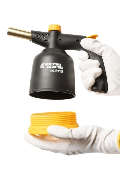 Лампа газова паяльна MASTERTOOL п'єзопідпал/обертання 360° Ø 20.2 мм/1300°С 1.7 кВт 123 г/год 44-5115 - Фото 4 Лампа газова паяльна MASTERTOOL п'єзопідпал/обертання 360° Ø 20.2 мм/1300°С 1.7 кВт 123 г/год 44-5115 - зображення 4