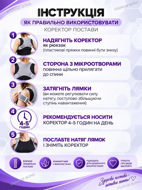 Коректор постави ортопедичний Кільця Дельбе, реклінатор корсет для спини, хребта та плечового відділу, чоловічий жіночий дитячий, регульований від сутулості, розмір універсальний, сірий 371147424 - зображення 8