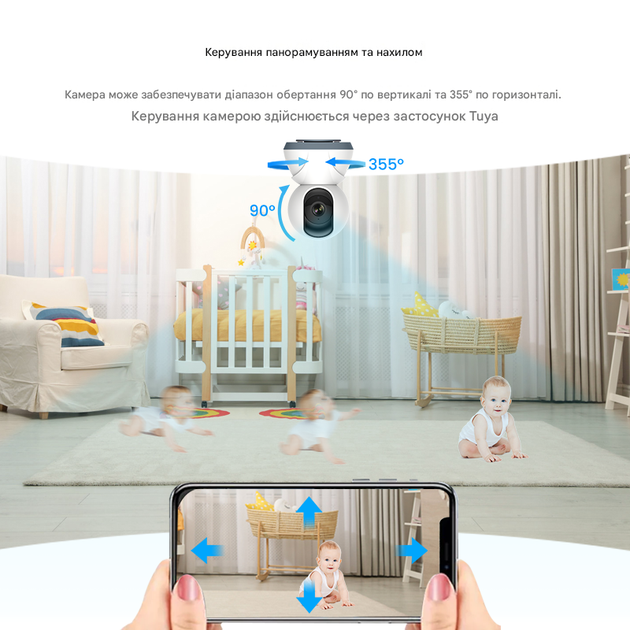 Розумна Wi-Fi камера спостереження (3.0 MP) 1DAL | Поворотна PTZ (WS-Q503A) APP "Tuya" - зображення 6