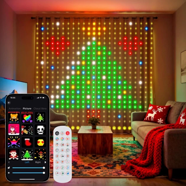Гирлянда-штора SEONTV SFK-08 3×2 м, 200 LED с управлением через приложение - изображение 4
