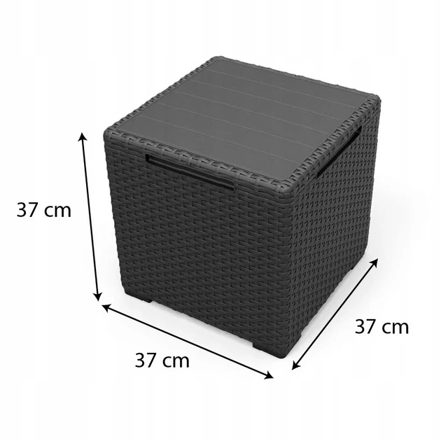 Садовый ящик-столик Keter Vigo Storage Box 37х37х37 см под ротанг, графитовый - Фото 4 Садовый ящик-столик Keter Vigo Storage Box 37х37х37 см под ротанг, графитовый - изображение 4