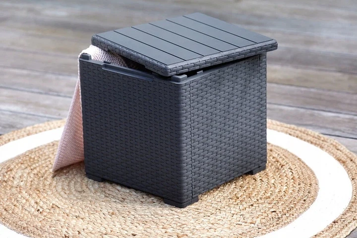 Садовый ящик-столик Keter Vigo Storage Box 37х37х37 см под ротанг, графитовый - Фото 14 Садовый ящик-столик Keter Vigo Storage Box 37х37х37 см под ротанг, графитовый - изображение 14