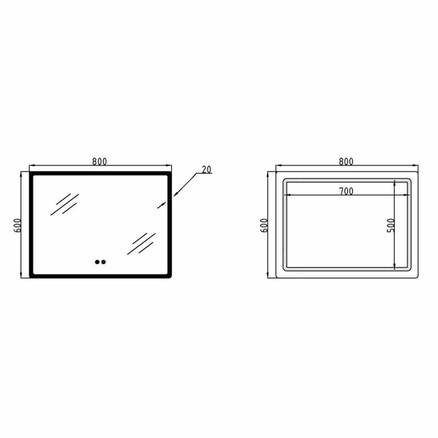 Дзеркало Lidz Orion OR2 800х600 мм з LED-підсвіткою Touch, антизапотіванням і димером - зображення 2