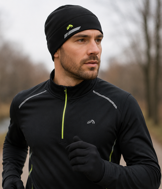 Шапка спортивная для бега полиэстер 90% эластан 10% Black - изображение 3