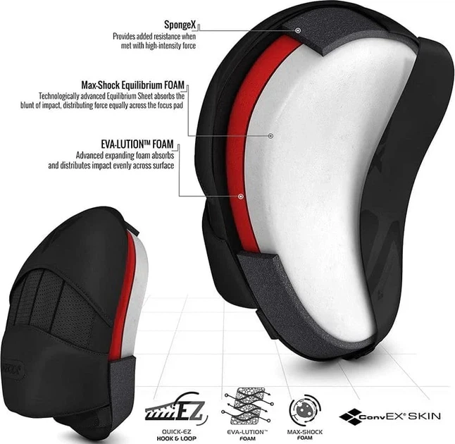 Лапи RDX FOCUS PAD T15 шкіряні чорні з піною EVA-LUTION One Size - зображення 7