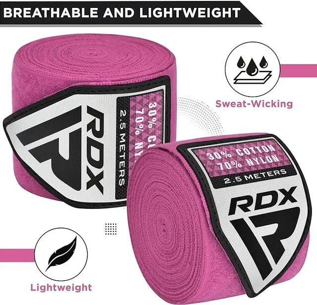 Бинты боксерские RDX Hand Wraps детские для фиксации кисти розовые 2.5 м - Фото 4 Бинты боксерские RDX Hand Wraps детские для фиксации кисти розовые 2.5 м - изображение 4