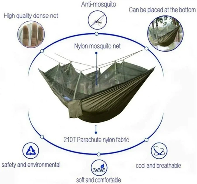 Гамак туристический подвесной Digital KAR144 зеленый 260×140 см - изображение 6