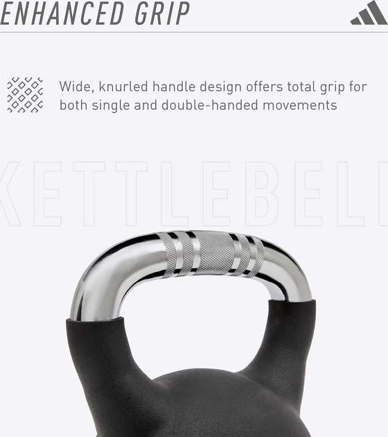 Гиря Adidas Kettlebell 4 кг чугун черная неопреновая с накаткой для лучшего захвата - Фото 5 Гиря Adidas Kettlebell 4 кг чугун черная неопреновая с накаткой для лучшего захвата - изображение 5