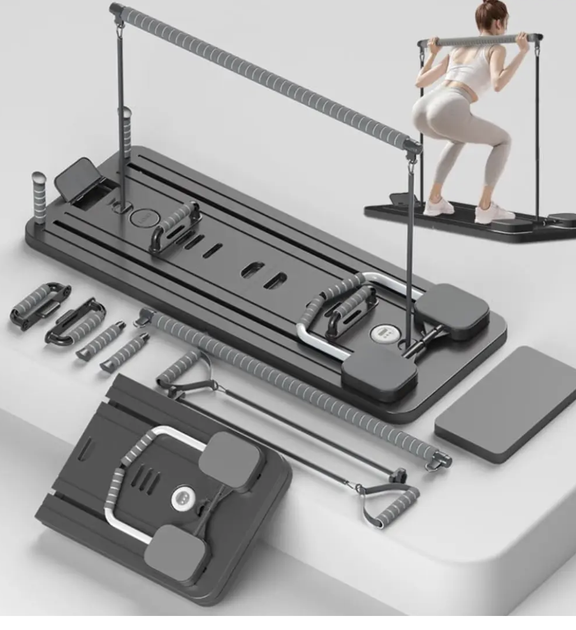Тренажер для пилатеса Reformer MM3000 106×41 см до 200 кг складной с эспандерами таймером Фитнес-доска для всего тела Домашняя платформа для пресса мышц кора - изображение 7