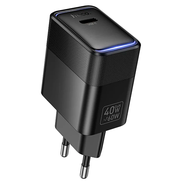 Мережевий зарядний пристрій Hoco CS113A Lounge PD40W Type-C чорний для швидкого заряджання смартфонів і планшетів Black - зображення 2