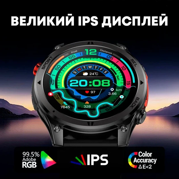 Смарт-часы мужские UWatch Smart Optimus GPS с компасом 1.46 дюйма - Фото 4 Смарт-часы мужские UWatch Smart Optimus GPS с компасом 1.46 дюйма - изображение 4
