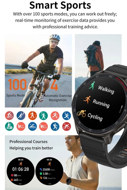 Смарт-годинник UWatch Smart Colorado Steel Black з 2 ремінцями екран 1.46 дюйма - зображення 6