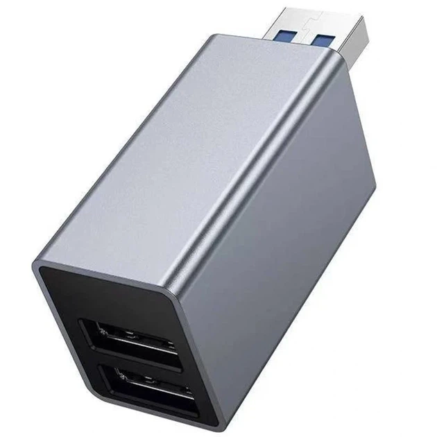 USB-хаб Hoco HB54 3 в 1 на 2xUSB 2.0 та USB 3.0 алюмінієвий - зображення 2