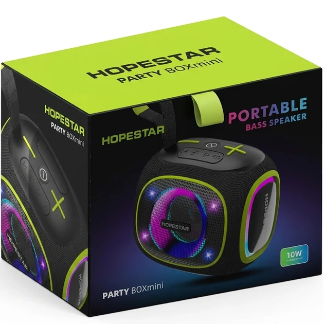 Портативная Bluetooth колонка Hopestar PartyBox mini 10W с подсветкой и влагозащитой черная - изображение 3