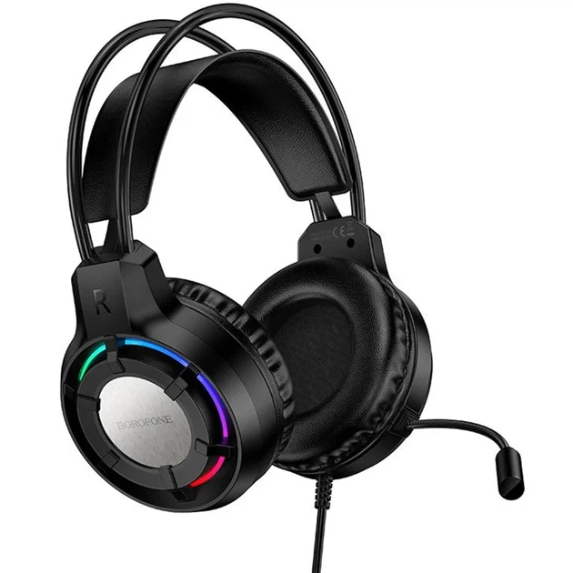 Навушники накладні Borofone BO112 Wave провідні з мікрофоном, 3.5 мм і USB, чорні - Фото 1 Навушники накладні Borofone BO112 Wave провідні з мікрофоном, 3.5 мм і USB, чорні - зображення 1